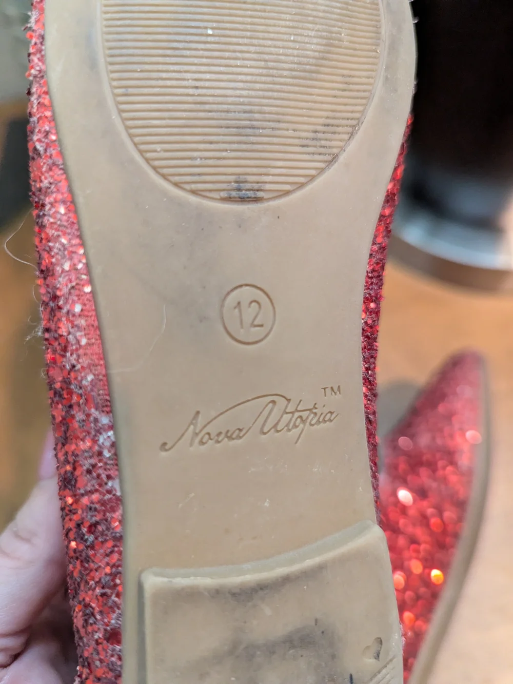 Kids Red Glitter Mary Jane Ballet Flats with Ankle Strap